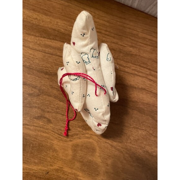 Vintage Handmade Christmas Tree Ornament Bird Dove Plush 1980s White Red - Picture 6 of 9